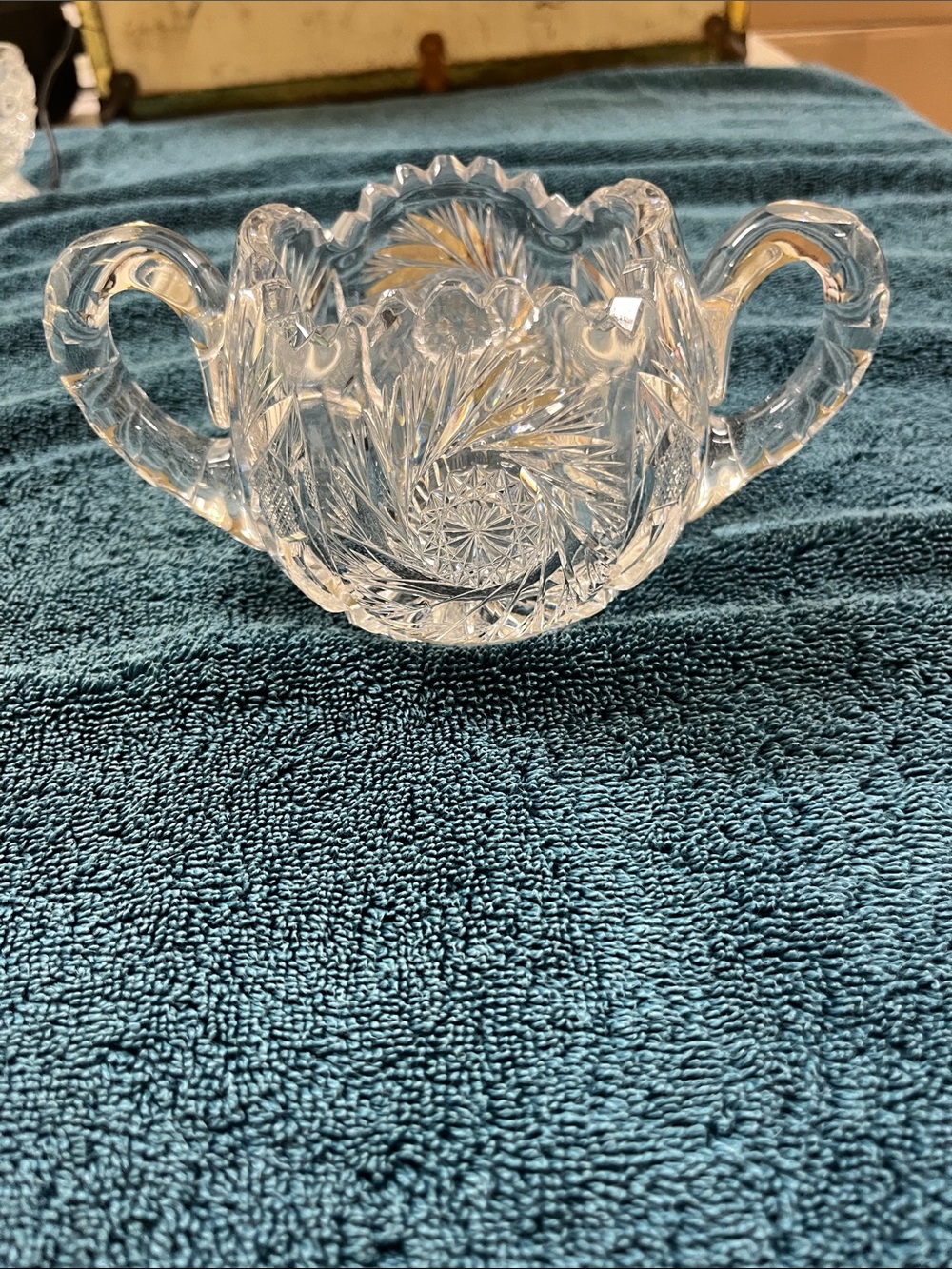 American Brilliant Period cut glass sugar bowl.